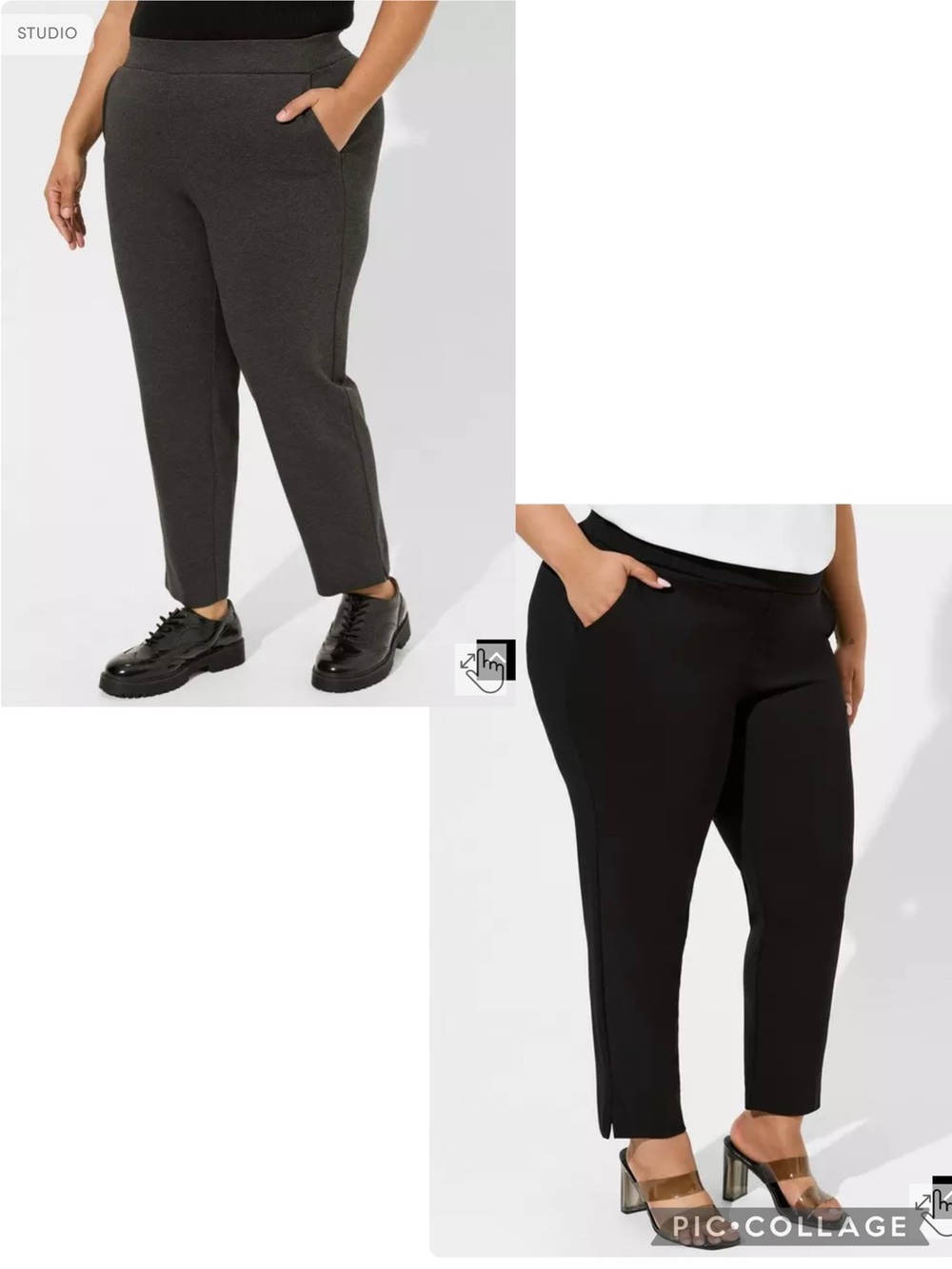 Torrid lot of 2 Pull On Relaxed Taper Pant Black / Charcoal Grey 6s 6x short